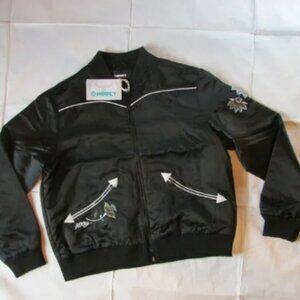 Hooey Women's Full Zip Floral Accent Bomber Jacket - Black